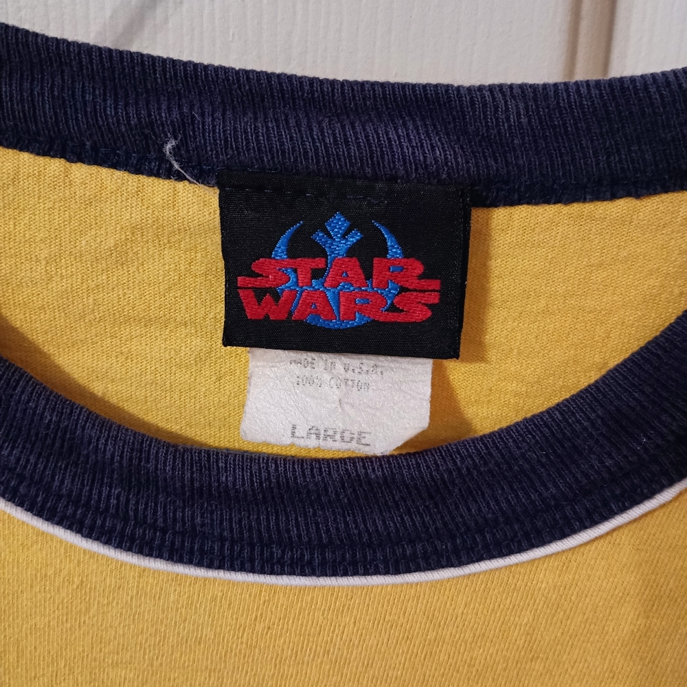 Vintage Star Wars Yellow and Blue Trim Tee - Picture 3 of 3
